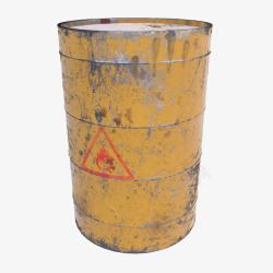 一桶破旧黄色大桶装机油桶素材