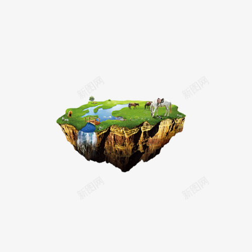 环保psd免抠素材_88icon https://88icon.com 植物 漂浮石头 环保素材 绿色 高山流水