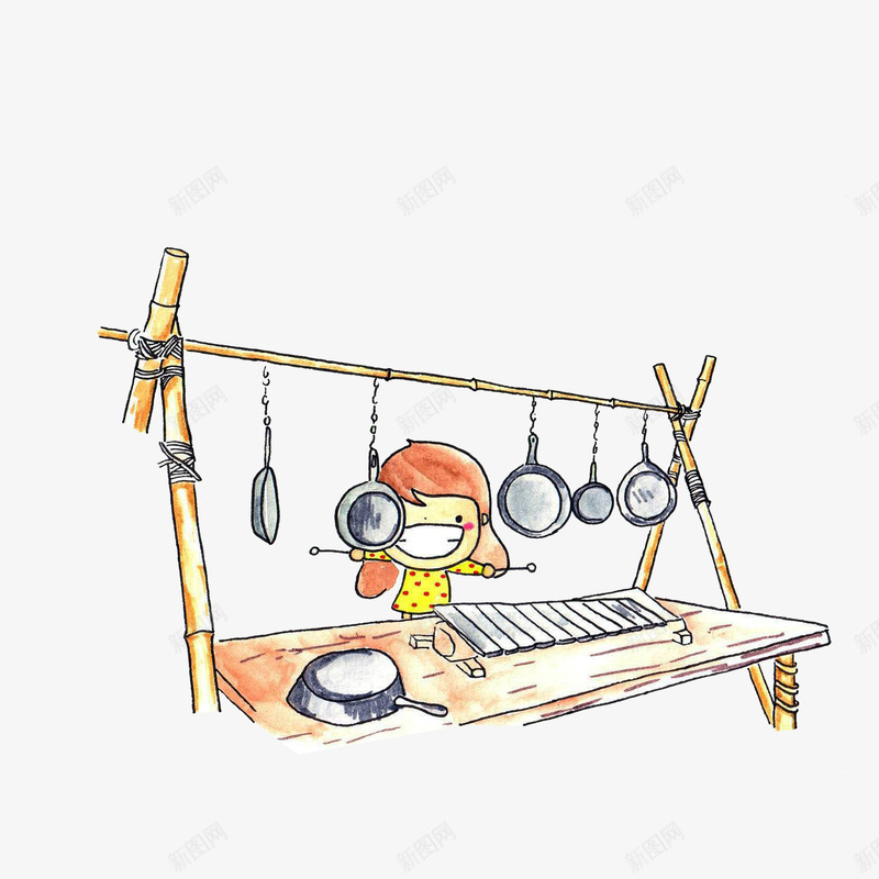 开心女孩厨房玩乐png免抠素材_88icon https://88icon.com 厨房简笔画 开心女孩 简陋厨房 锅碗瓢盆