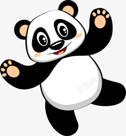 开心熊猫呆萌黑白色熊猫高清图片