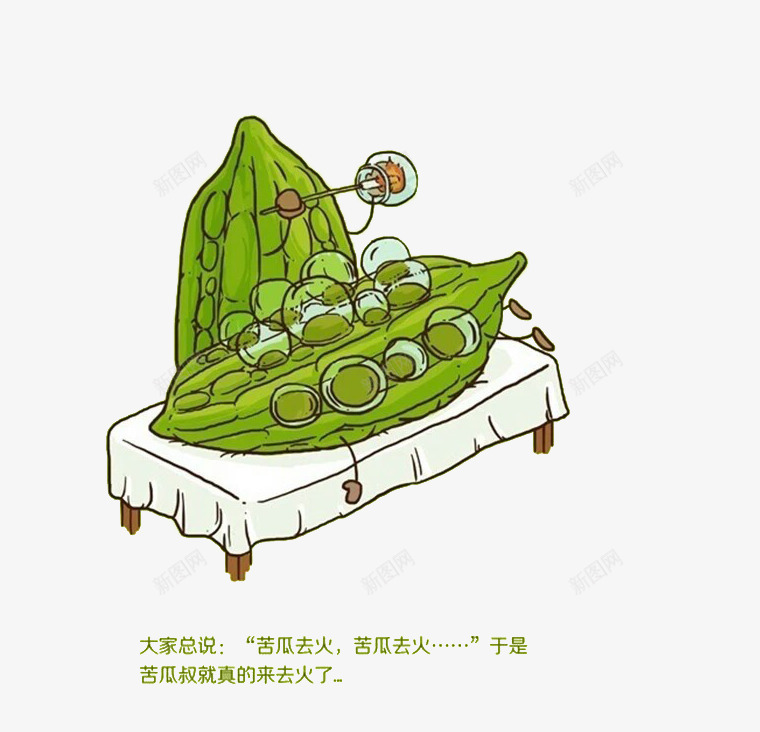 去火psd免抠素材_88icon https://88icon.com 可爱 床 手绘蔬菜 拔罐 搞笑 玻璃罐 苦瓜 蔬菜