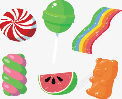 西瓜糖果美味卡通彩色糖果矢量图高清图片