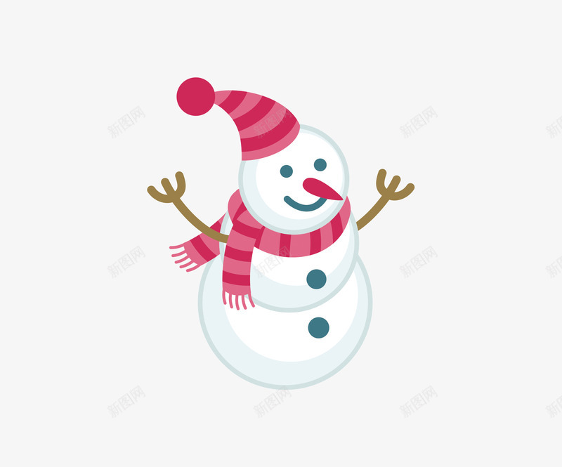 举起双手微笑的雪人png免抠素材_88icon https://88icon.com 举起双手微笑的雪人 冬天 围巾