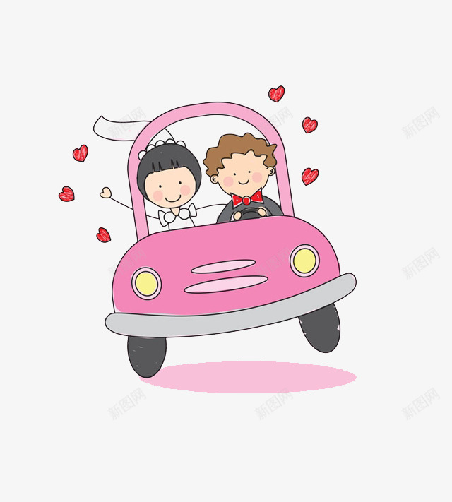 充满爱心的浪漫婚车装饰png免抠素材_88icon https://88icon.com 婚庆 宣传 广告 流畅线条 粉红 行驶中的汽车 装饰