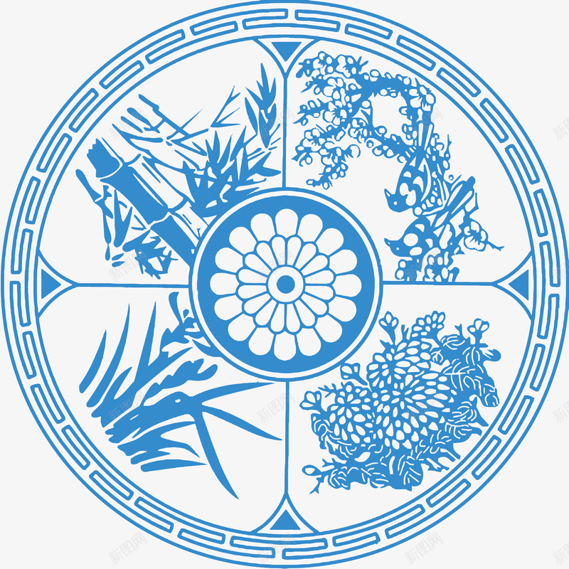 梅兰竹菊青花花纹矢量图eps免抠素材_88icon https://88icon.com PNG图片 PNG图片素材 PNG素材 PNG素材免费下载 中国风 中式 梅兰竹菊 花纹 青花 矢量图