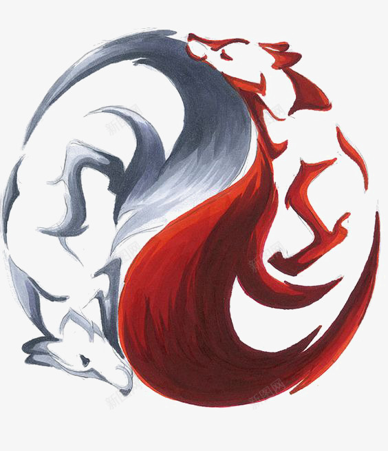 创意太极图案png免抠素材_88icon https://88icon.com 图腾 太极印花 头狼 手绘 涂鸦 狼印花 狼图腾