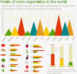 世界主要蔬菜产量信息图表矢量图素材