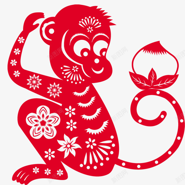 猴年剪纸png免抠素材_88icon https://88icon.com 剪纸素材 年货 年货大促 年货节 抢年货 拜年 阿里年货节