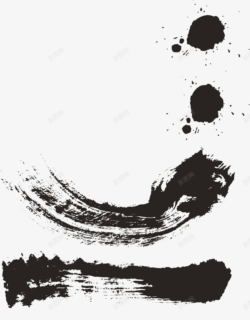 毛笔点刷矢量图eps免抠素材_88icon https://88icon.com 书法字画 毛笔书画 毛笔字画 毛笔滴墨 点刷 瑰宝 矢量图 福字书法矢量图 笔刷字画