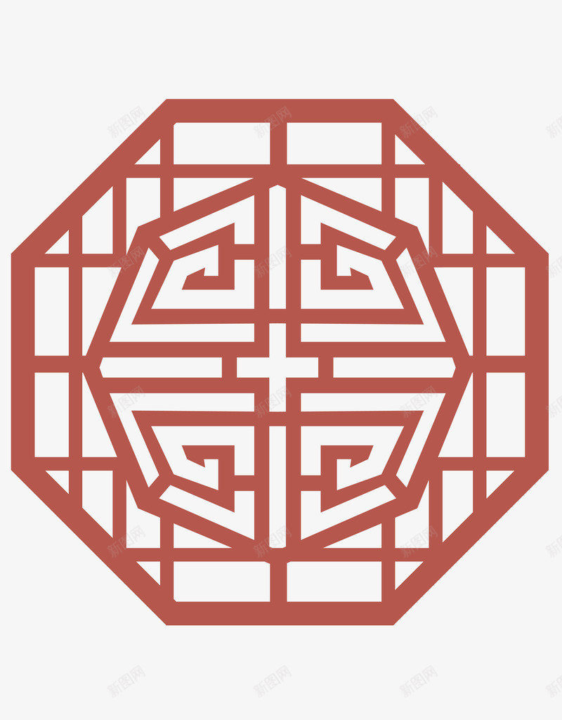 中式窗格花纹矢量图ai免抠素材_88icon https://88icon.com 中国风 红色 花纹 镂空 雕花 矢量图