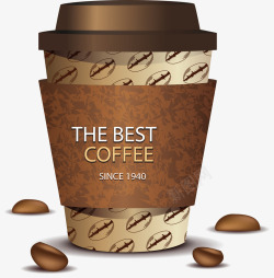 咖啡豆花纹外带咖啡杯矢量图素材