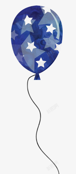 卡通手绘水彩画美国蓝色气球素材