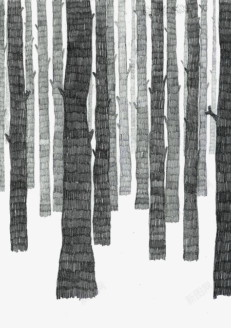 冬天的树林png免抠素材_88icon https://88icon.com 冬季元素 手绘线条 枯树 树林