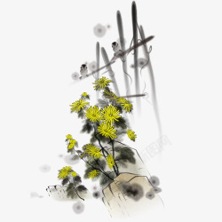 重阳节黄色菊花朵装饰免素材