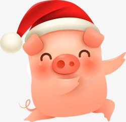 C4D圣诞节立体猪形象装饰图案矢量图素材