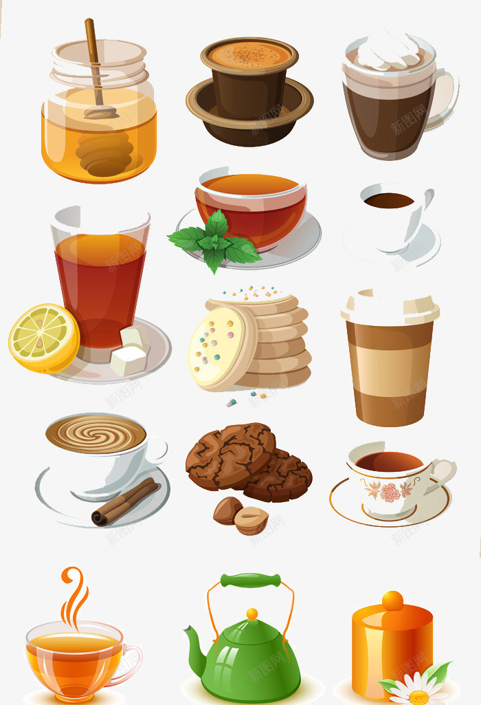 精美咖啡主题背景矢量图eps免抠素材_88icon https://88icon.com 下午茶元素 咖啡元素 矢量彩绘 面包点心 矢量图