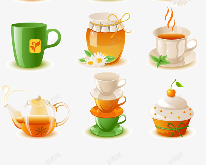 精美咖啡主题背景矢量图eps免抠素材_88icon https://88icon.com 下午茶元素 咖啡元素 矢量彩绘 面包点心 矢量图