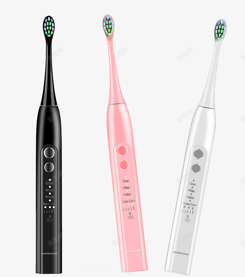 电动牙刷三色可选psd免抠素材_88icon https://88icon.com 三色可选 充电式 家用 成人 电动牙刷 男女通用 软毛