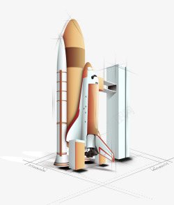手绘火箭发射矢量图素材