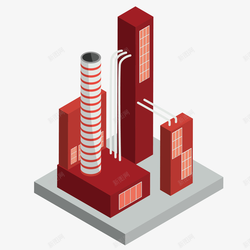 红色工业建筑物矢量图eps免抠素材_88icon https://88icon.com 创意 卡通 图案 小清新 工业 简约 精致 红色 装饰 矢量图