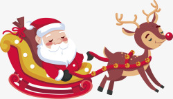 驯鹿车圣诞老人驯鹿车矢量图高清图片