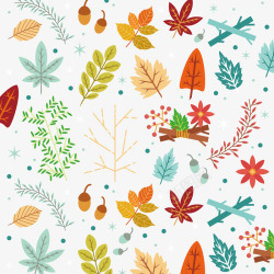 彩色的冬天的树叶矢量图素材