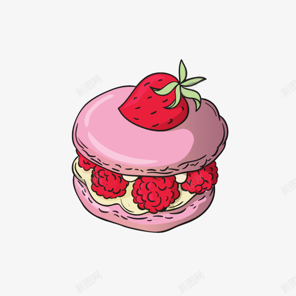 卡通手绘草莓蛋糕png免抠素材_88icon https://88icon.com 创意 卡通手绘 甜品 粉色 草莓蛋糕 面包 食品