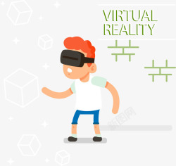 VR体验馆数字世界体验矢量图高清图片