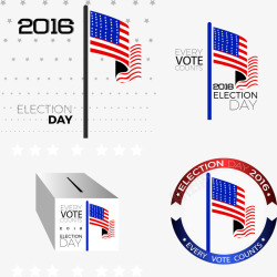 美国国旗与投票箱矢量图素材