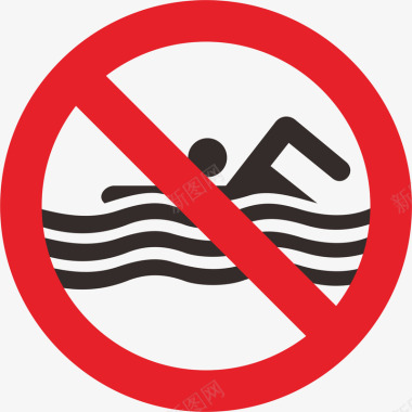 旅游禁止游泳矢量图图标图标