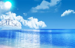配景蓝天海洋大海清凉蓝天白云阳光高清图片