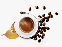 咖啡咖啡杯子咖啡豆叶子素材