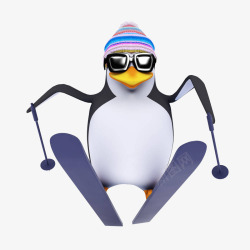 单板滑雪滑雪的企鹅高清图片