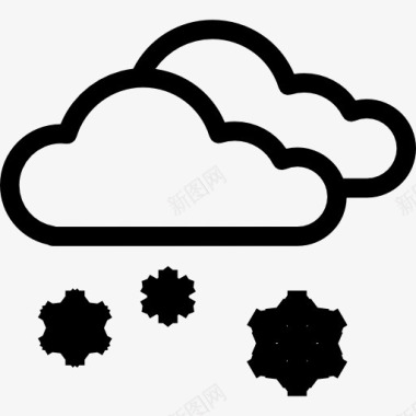 云计算机云彩和雪花图标图标