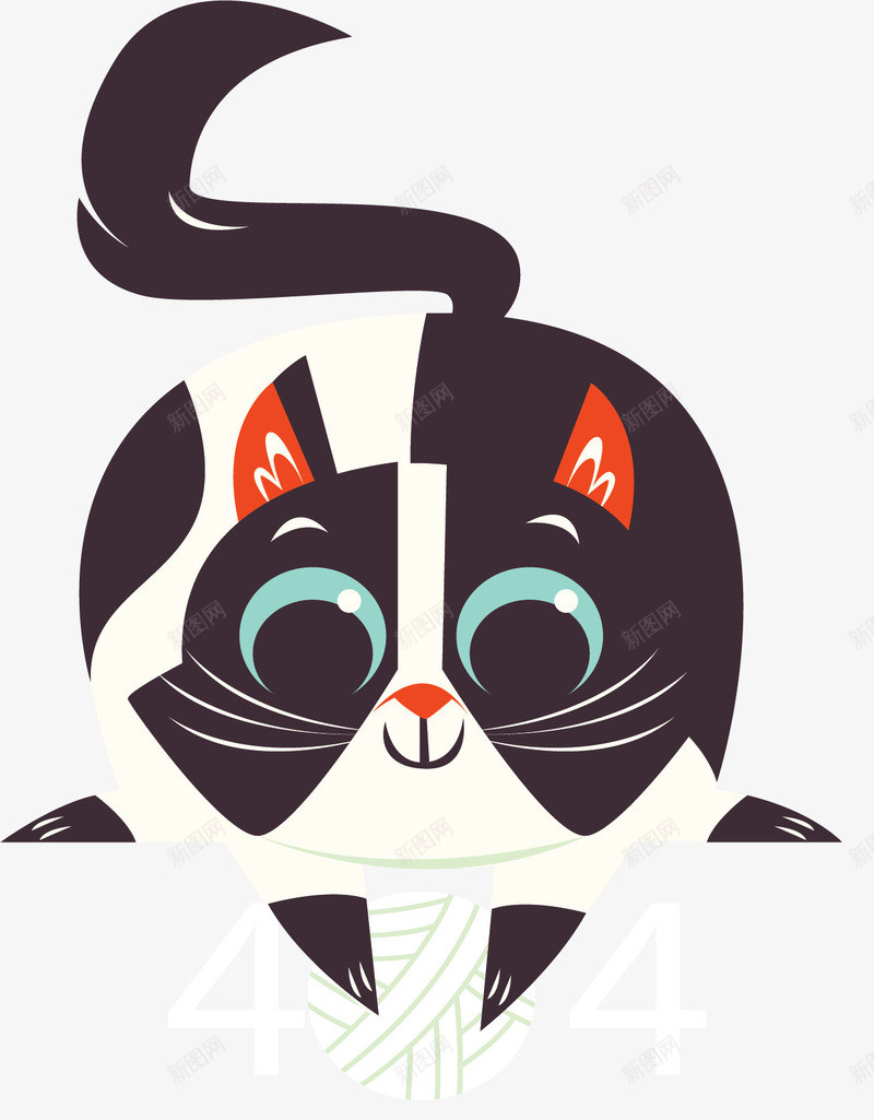 毛线球猫咪错误页面矢量图ai免抠素材_88icon https://88icon.com 404页面 可爱猫咪 毛线球 矢量png 胖猫咪 错误页面 矢量图