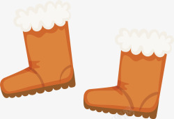 棕色雪地靴棕色冬天保暖靴子矢量图高清图片