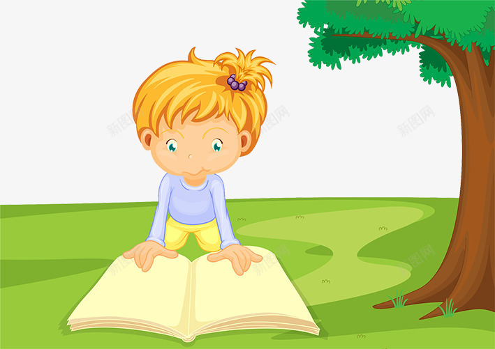 卡通插图趴在草地上看书的小女孩png免抠素材_88icon https://88icon.com 卡通插图 可爱 大树下 小女孩 看书 草地上的人 趴在草地上