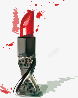 唇膏广告素材手绘浪漫红色唇膏矢量图高清图片