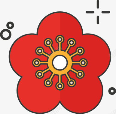 牛年春节婚庆红色桃花矢量图图标图标
