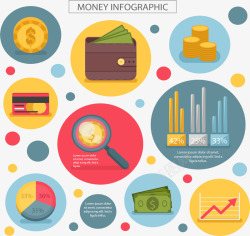 彩色折线图气泡框金融信息图表高清图片