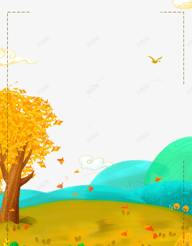二十四节气之立秋秋叶主题边框psd免抠素材_88icon https://88icon.com 二十四节气 文艺 海报 海报边框 清新 秋叶 立秋 简约 落叶