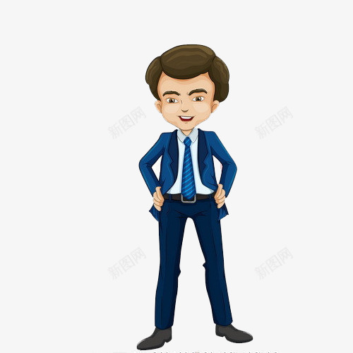 手绘卡通男士西装领带png免抠素材_88icon https://88icon.com 免费png素材 男士 蓝色 西装 领带