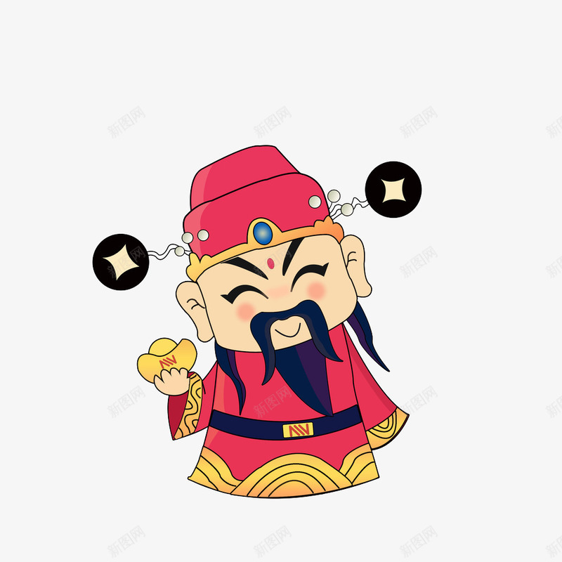 卡通财神帽png免抠素材_88icon https://88icon.com 元宝 卡通 胡须 财神帽 财神帽子 财神爷