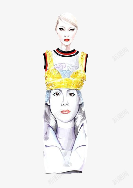 手绘时尚高端女装png免抠素材_88icon https://88icon.com 女装模特插画 手绘时装模特 手绘水彩人物