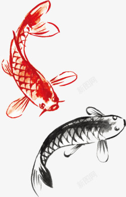 绘画鱼中国风海报矢量图高清图片