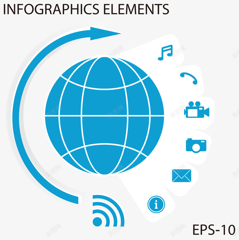 网络科技地球矢量图eps免抠素材_88icon https://88icon.com 信息 摄录机 箭头 网络信号 音乐符号 矢量图