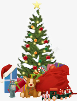圣诞小树圣诞小树与帽子礼盒矢量图高清图片