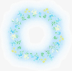 蓝色清新碎花朵圆圈素材