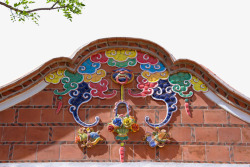 古典民族墙饰中国民族特色造型彩色浮雕墙檐高清图片