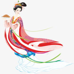 中秋节手绘美女月饼素材